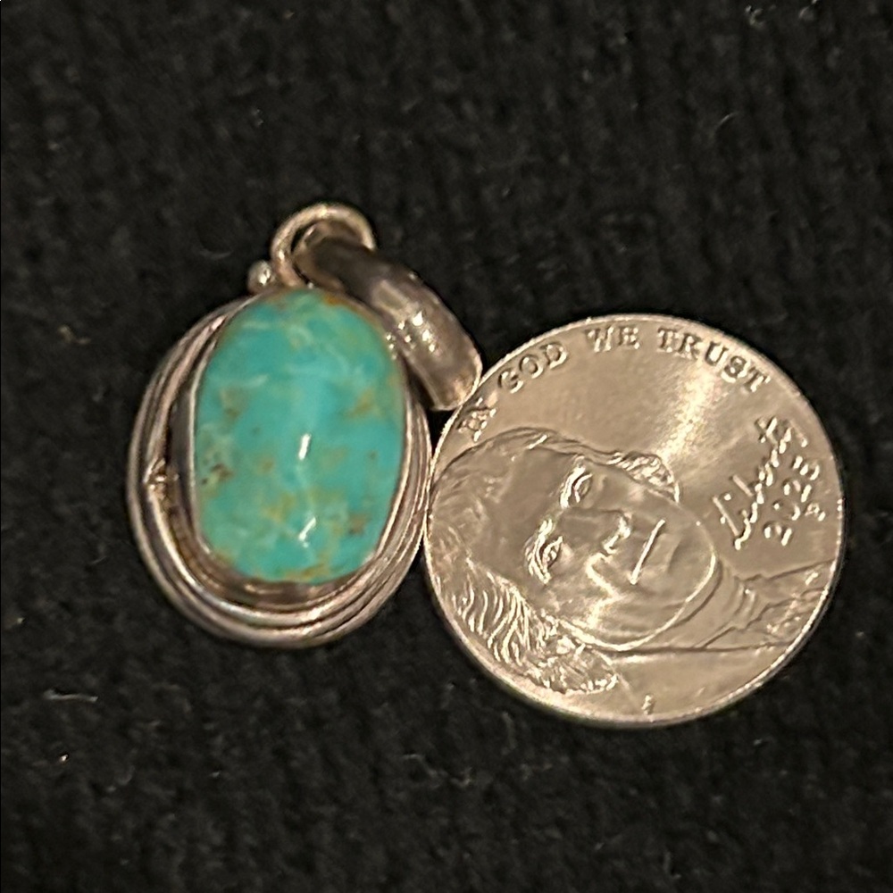 Silver and Larimar Pendant - Picture 2 of 3